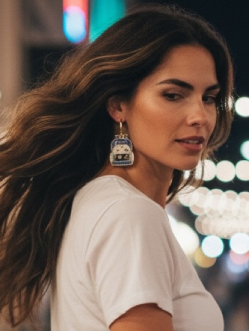 Blue Mini Backpack Charm Earrings